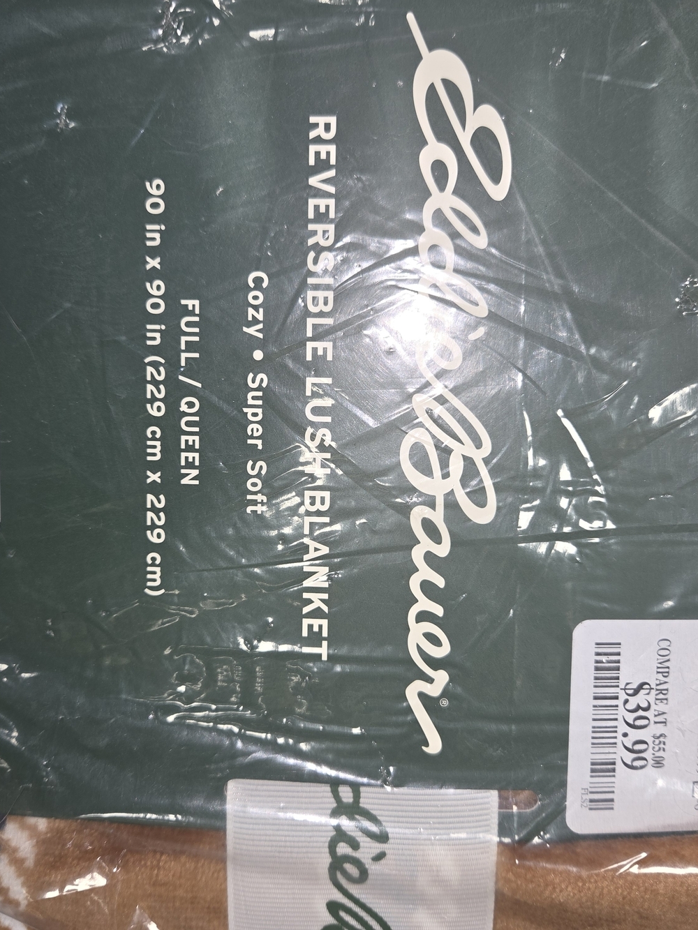 Eddie Bauer Reversible Lush Blanket - Green/Tan